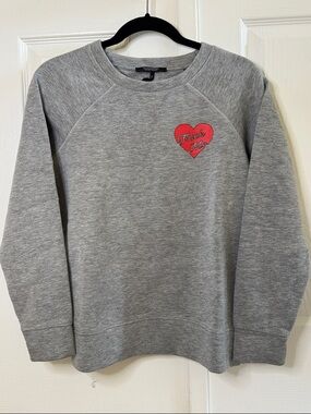 NWOT Scotch & Soda Gray Sweatshirt with Red Heart Trick Me Patch